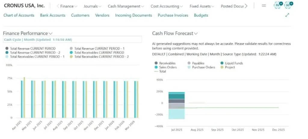 Cash Flow w Microsoft Dynamics 365 Business Central