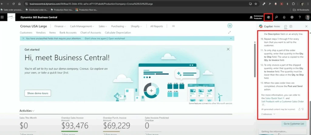 copilot w business central microsoft dynamics